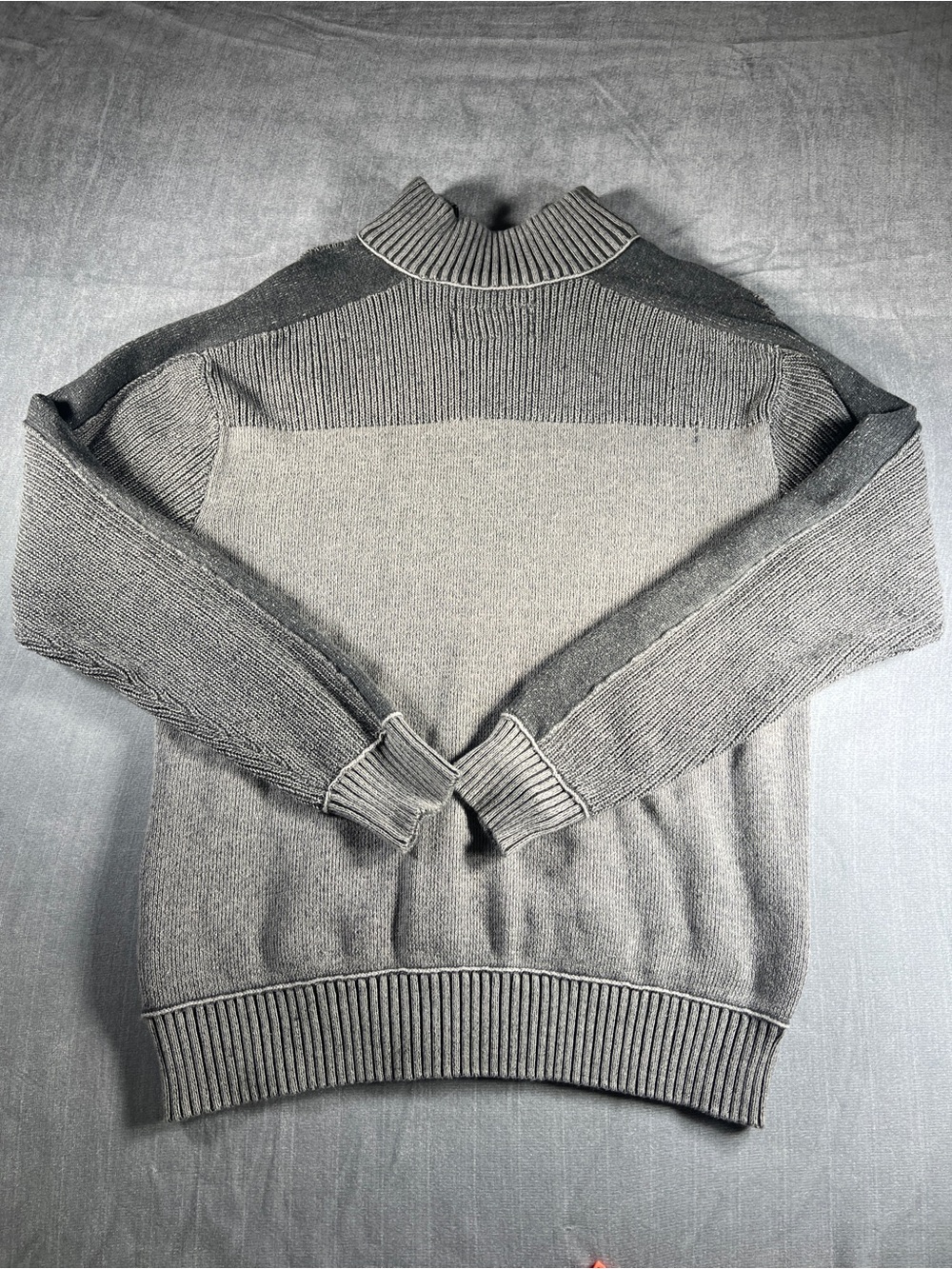 BKE Men's Zip Mock-Neck Sweater in Light Gray - Picture 8 of 8
